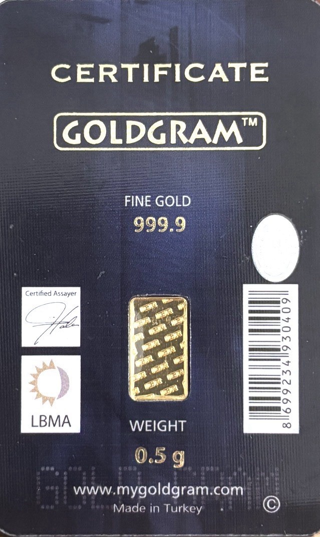 IGR Istanbul Gold Refinery Goldgram 0.5g 999.9 Fine Gold Bar