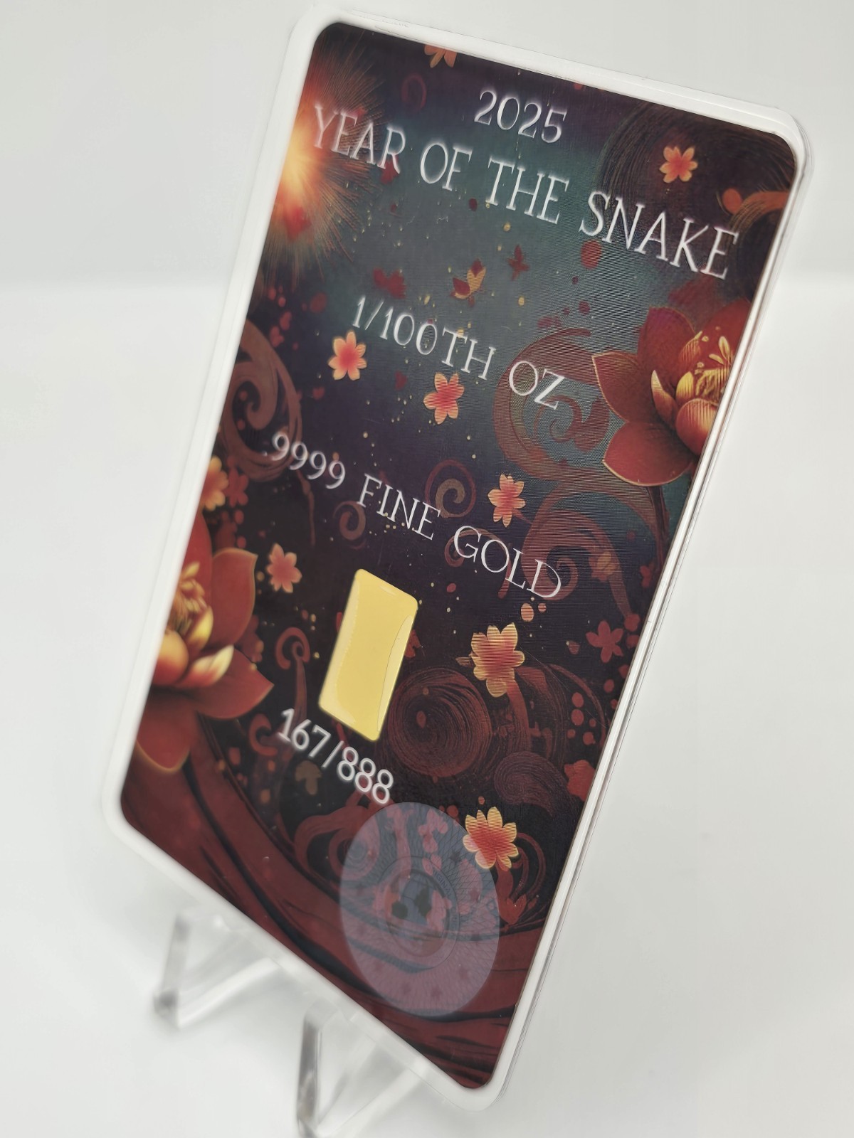 2025Lunar Year of the Snake 1/100 Oz .9999 Gold Bar in Card 167/888 Low Mintage