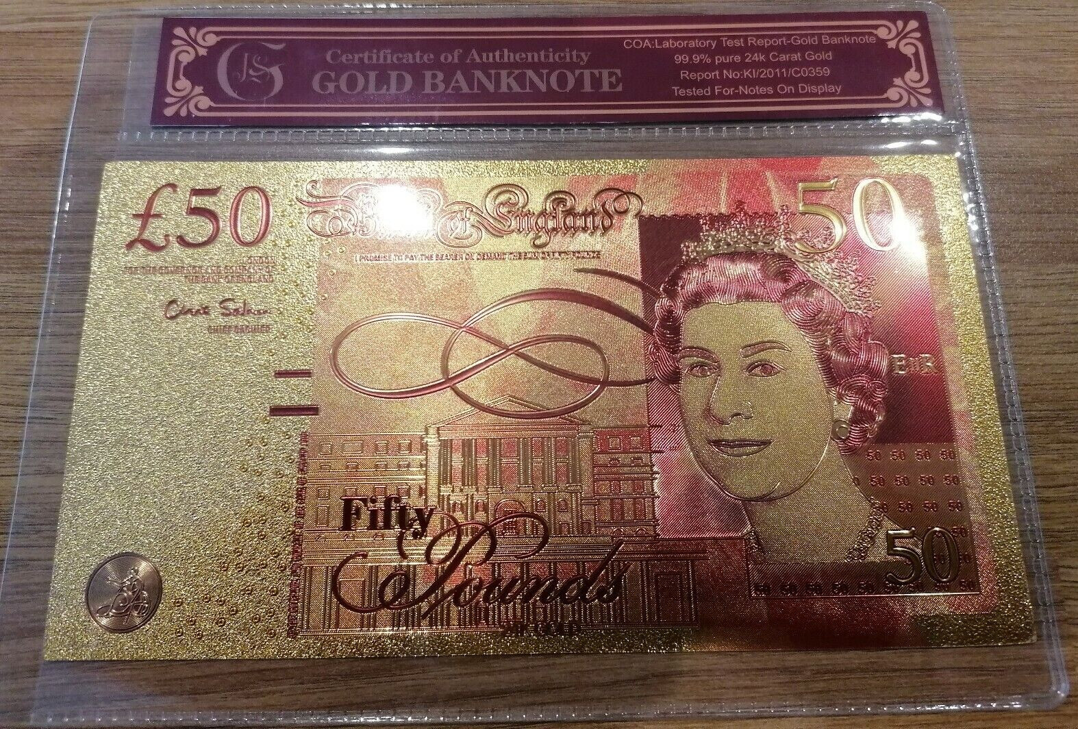 Gold Note Bar Coin Investment Bullion 50£ Note certified inflation money: Gold