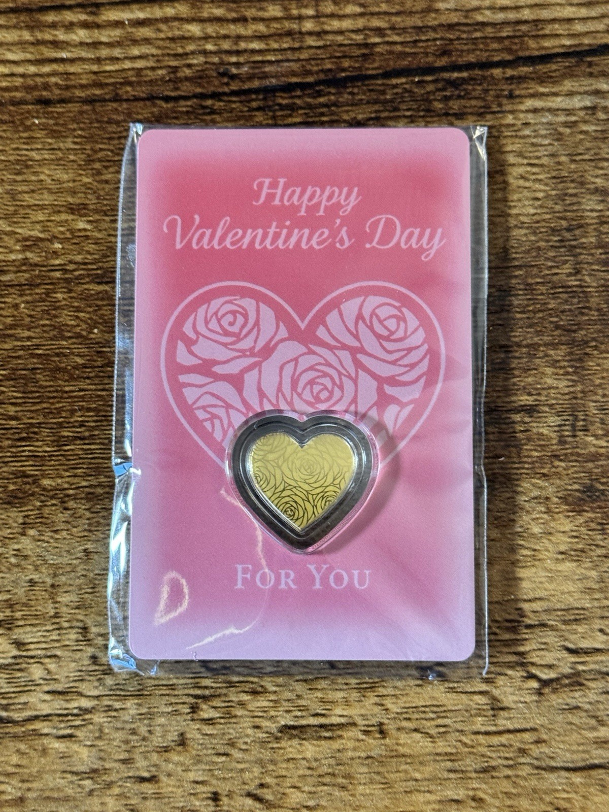 Happy Valentine’s Day 1/1000 oz Heart Shaped Gold in Card (5,000 Mintage)