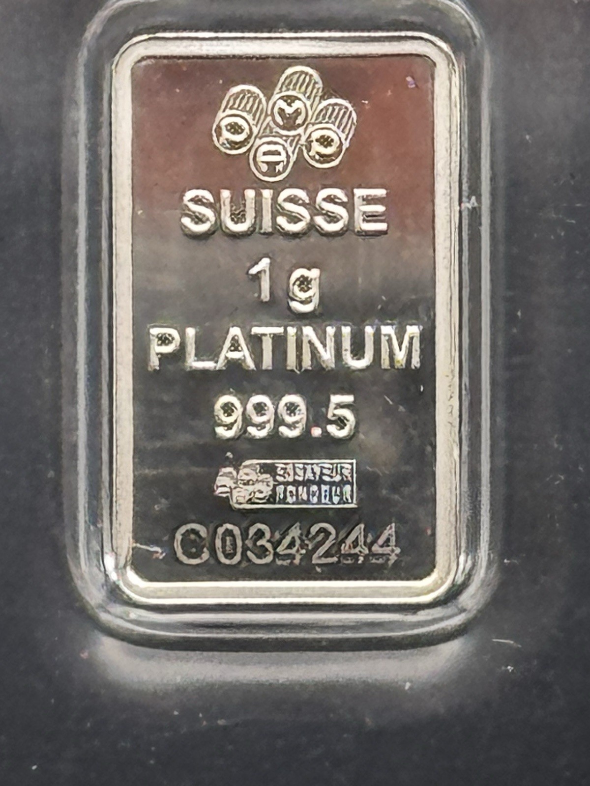 1g Platinum Bar PAMP Suisse Fortuna .9995 Fine Assay Card Ingot