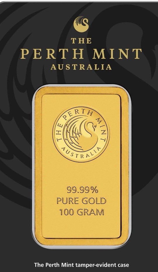 The Perth Mint Australia Gold. Investment Bar. 100 Grams.