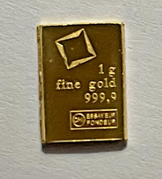 Lot Of 2- 1 Gram Gold Bar Loose -Valcambi Suisse .9999 Fine Gold, Secondary Mkt