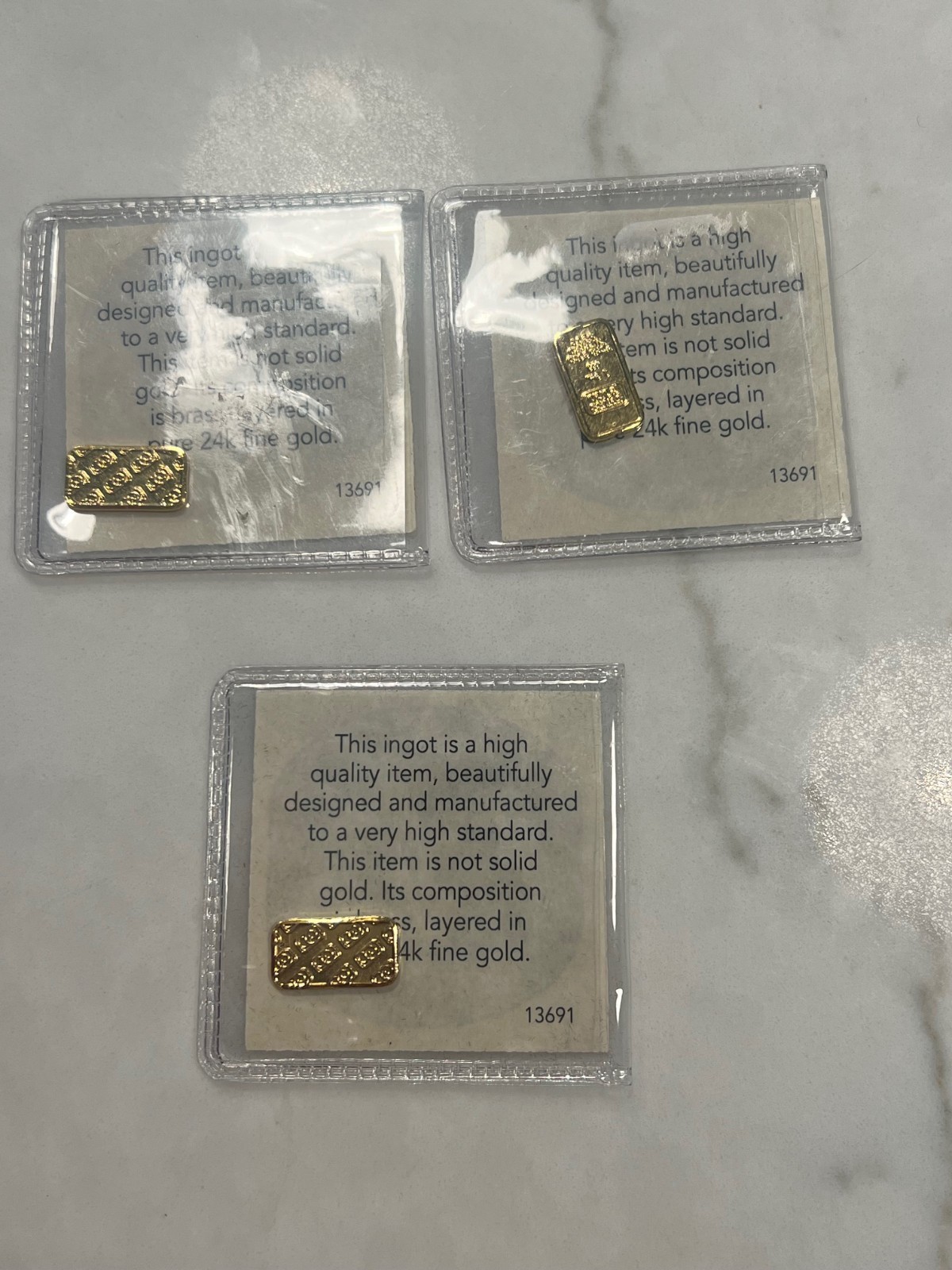 Lot of 3 Swiss Ingot Gold 24k 1 Gram Each