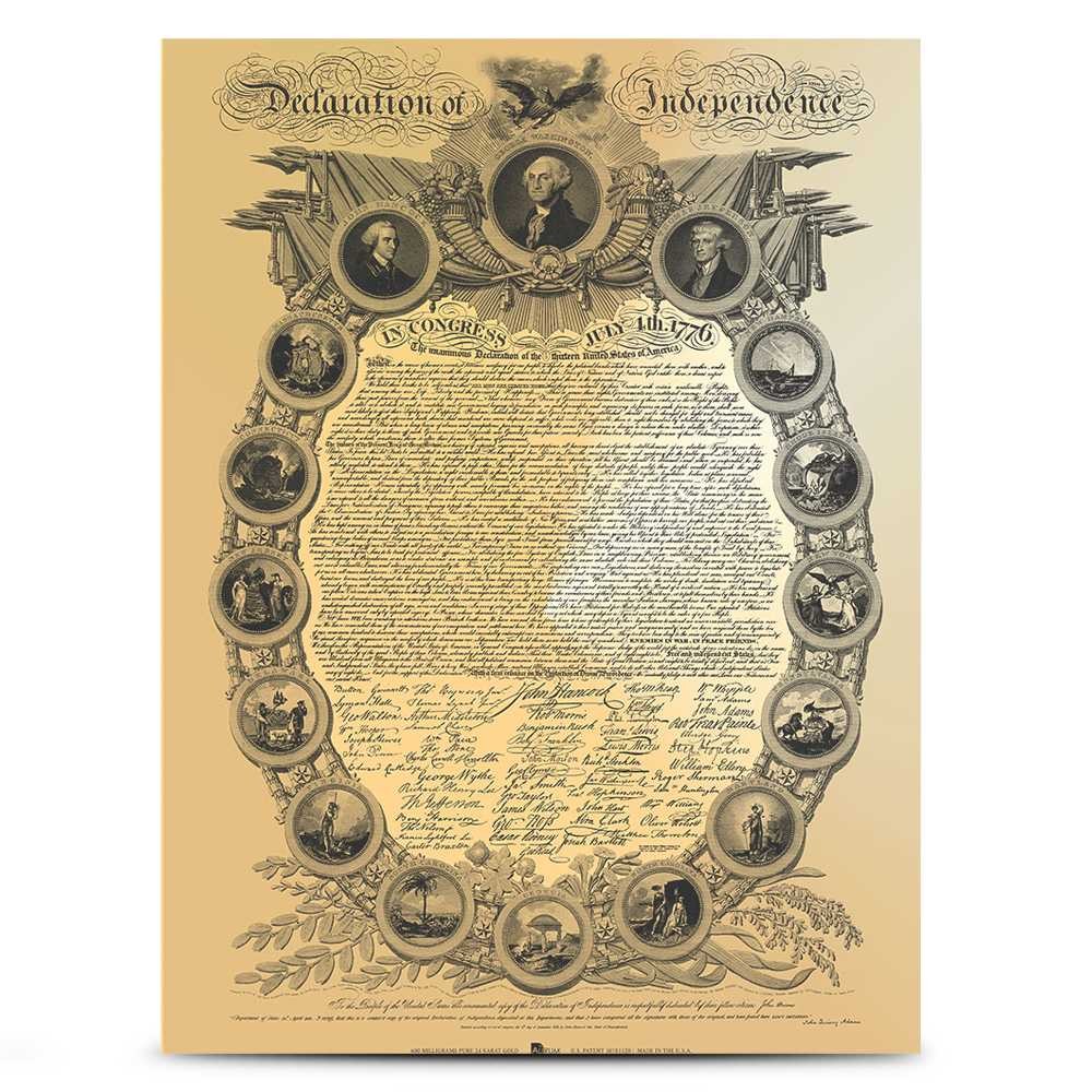 2026 600 Milligram Declaration of Independence Binns Engraving Gold Note (New)