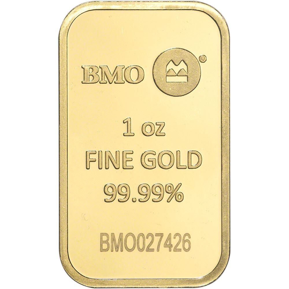 1 oz Gold Bar BMO Bank of Montreal 999.9 Fine in Sealed Assay