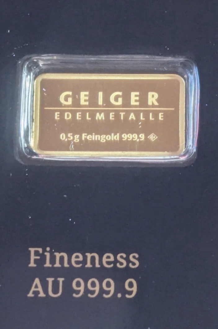 Geiger Schloss Guldengossa Vintage Edition .9999 Fine Gold Bar .5 Gram w/ Card