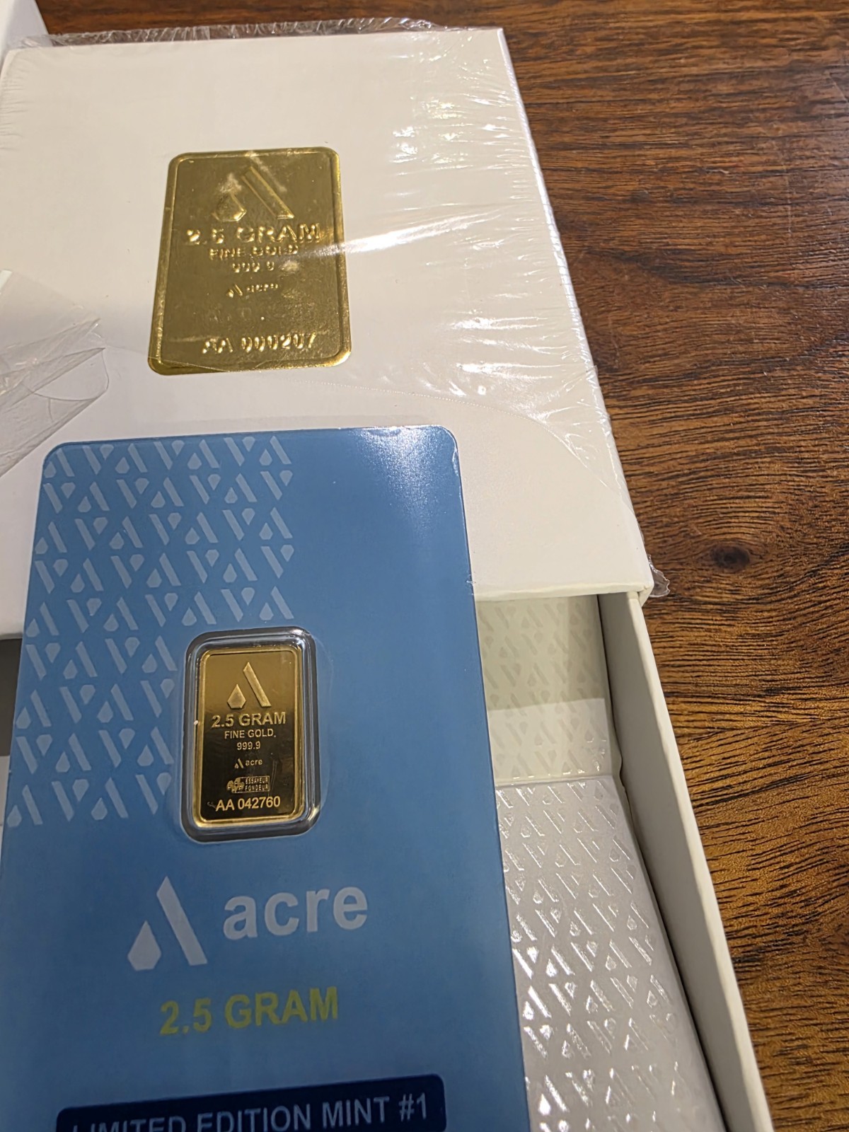 4 Acre 2.5 Gram 999.9 Fine Gold Bar Bullion In Assay Card with Presentation