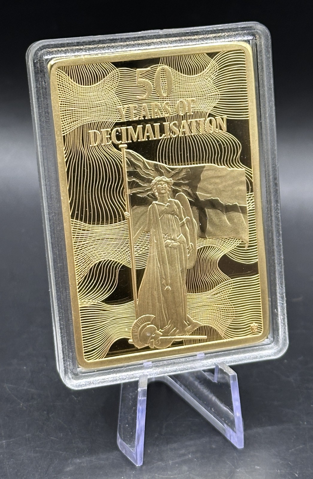 Stunning 2021 Gold Plated Proof 60mm x 40mm One Florin in protective capsule