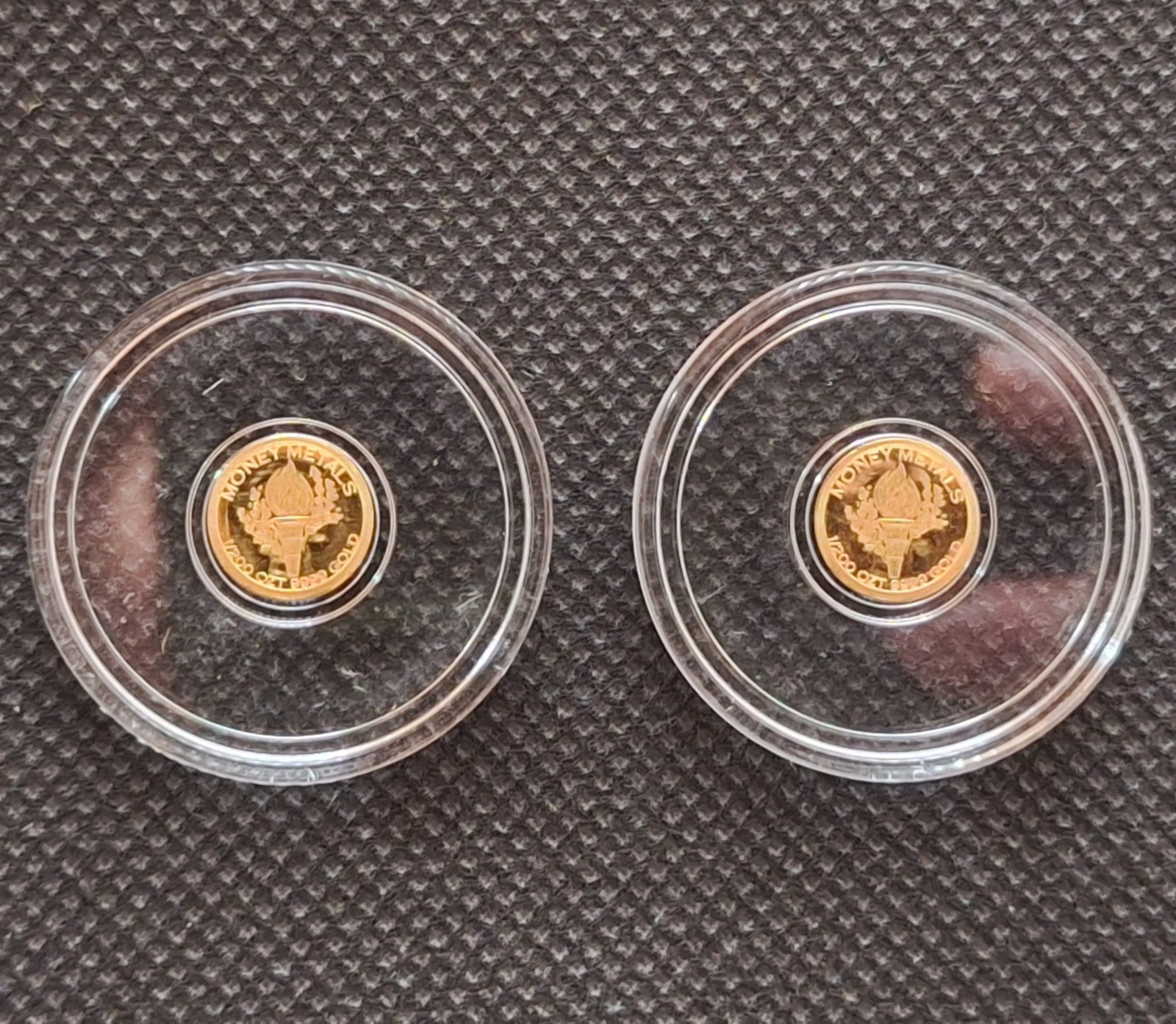 Set of 2 | Mercury Gold Dime Rounds | 1/200 oz .9999 Pure Gold ✨