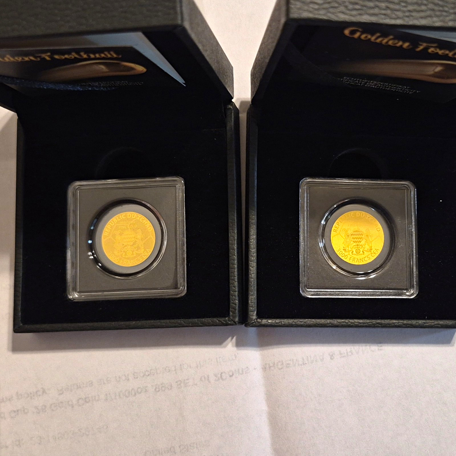 2026 Golden Football Gold Round Coin/Medal in Presentation Box w/ Certificate.