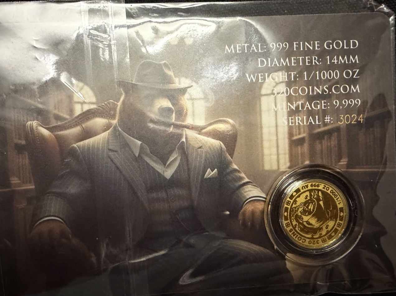 A RARE FIND. 320COINS.COM Gold Round .999 Fine 1/1000 oz 14mm Bullion Coin