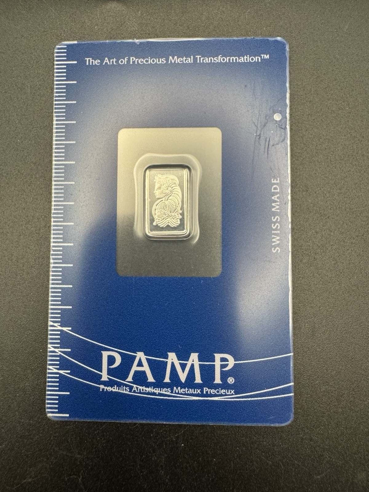 1g Platinum Bar PAMP Suisse Fortuna .9995 Fine Assay Card Ingot