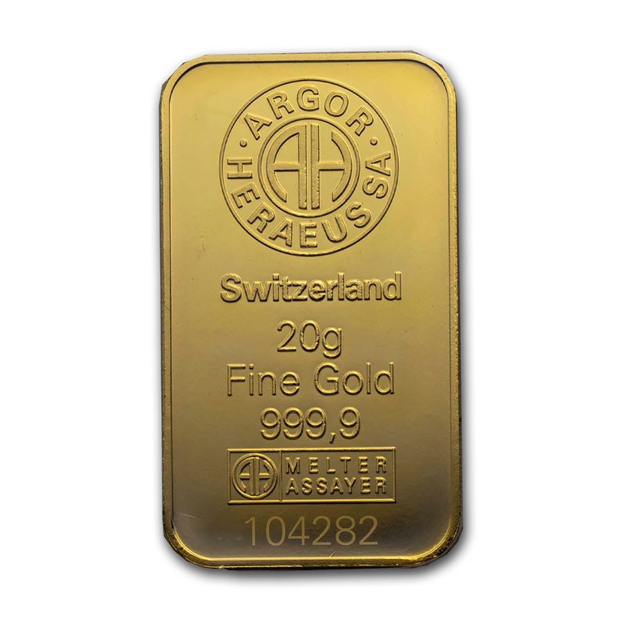20 gram Gold Bar – Argor-Heraeus (In Assay)