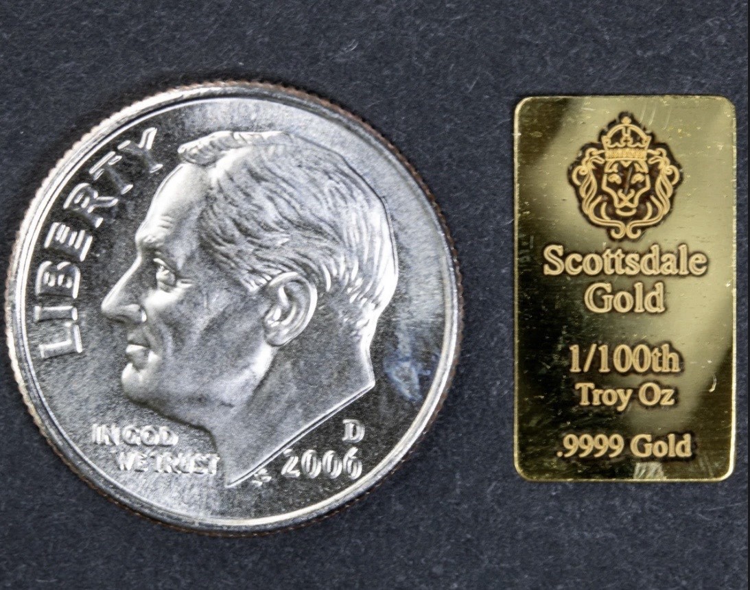 Scottsdale Gold 1/100th Oz Bar (Prepper Gold) .9999 Pure