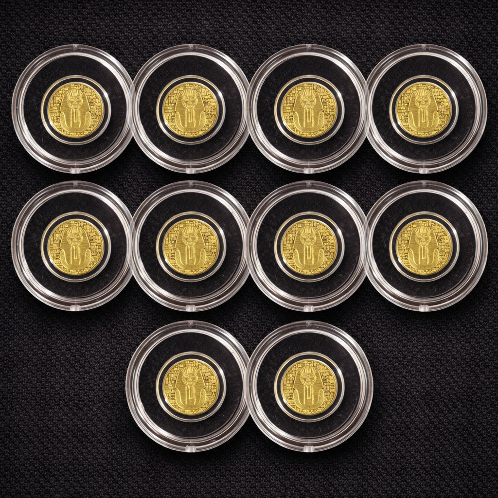 Lot of 10 – Monarch 1/200 oz .9999 Fine Gold King Tut Egyptian Round 💰✨ Sealed