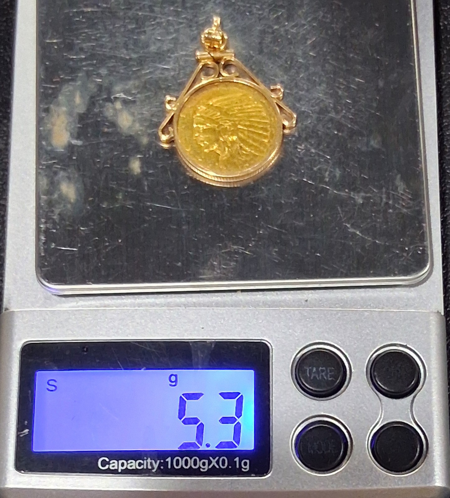 ✰ 1911 US Gold $2.50 Quarter Eagle Coin in 14k Bezel Antique Pre-1933 Coin ✰