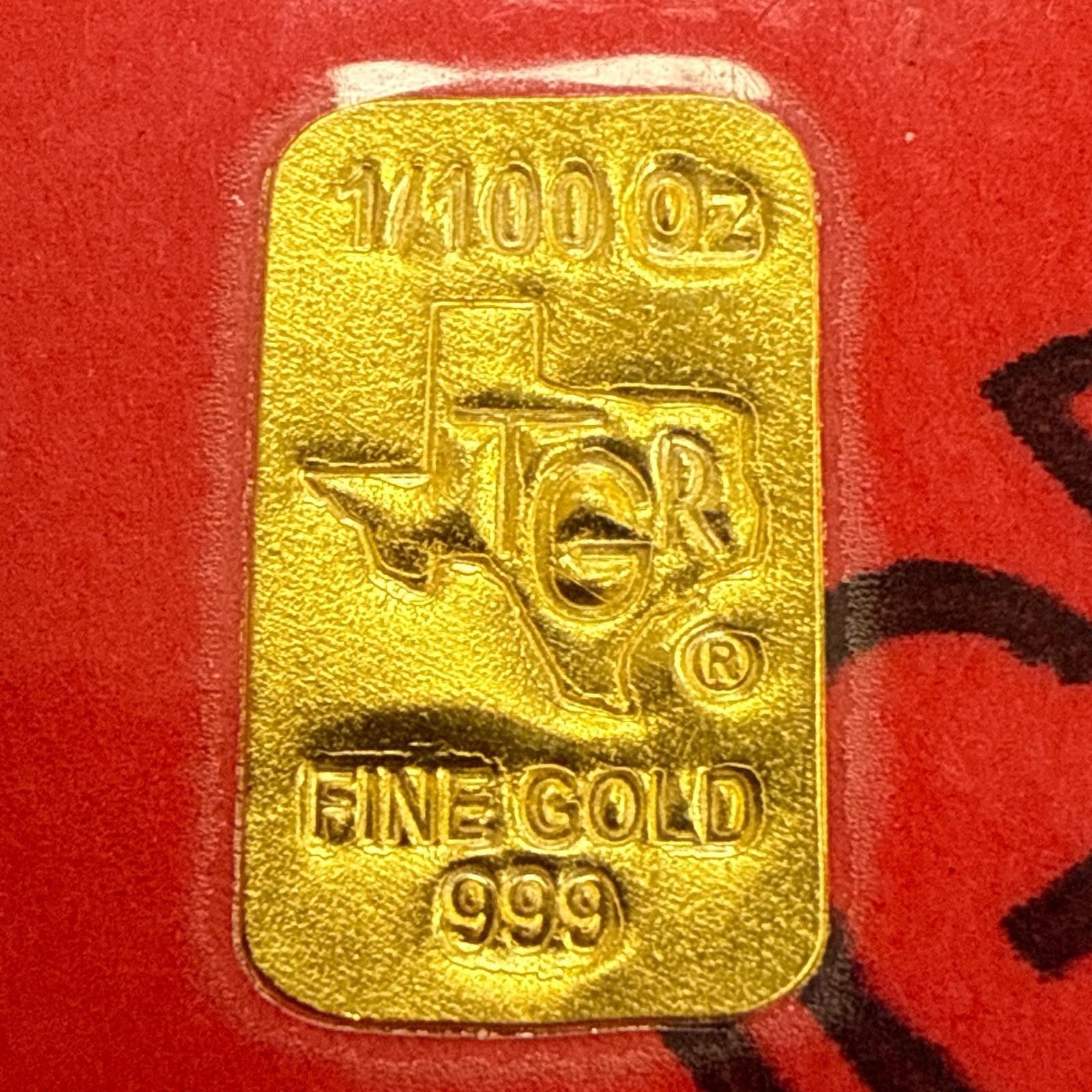 (Lot Of 3) 1/100th Oz .999 Fine Gold Bar, TGR, Made In USA