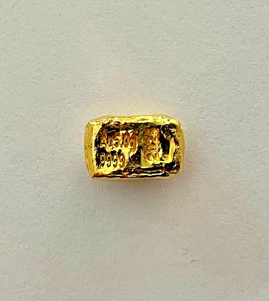 FreeMason 5 g GOLD .9999 hand poured 2026 bar 99.99% pure solid gold masonic