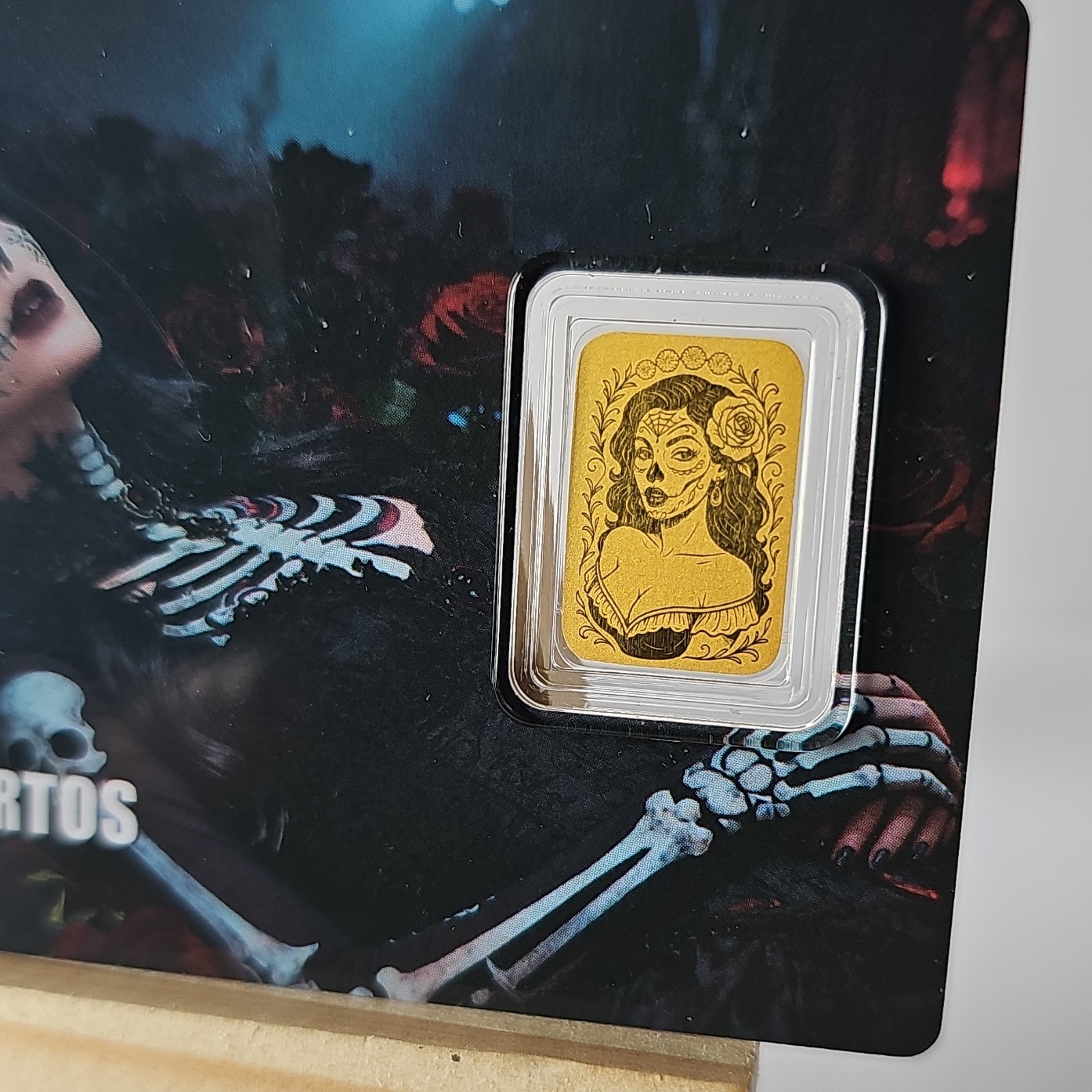 1/1000 oz Gold Bar Republic of Liberia 2026 Dia de los Muertos Roses .9999 Fine