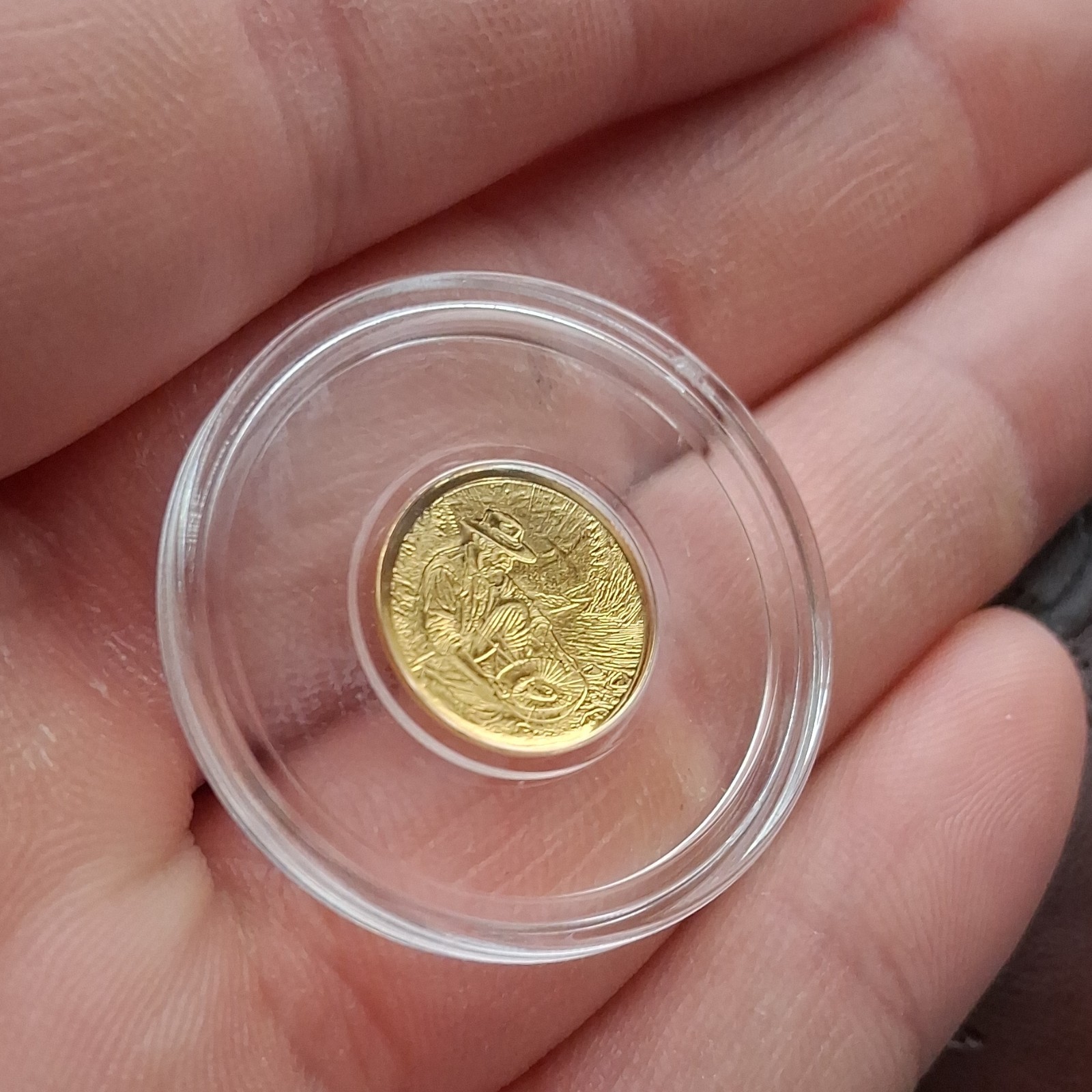 1/100th Troy Ounce .9999 Fine Gold prospector Round In Capsule