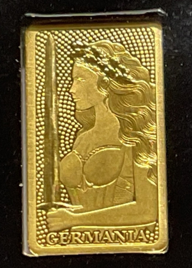 Germania Mint 1/100 oz Gold Bar in Plastic Capsule