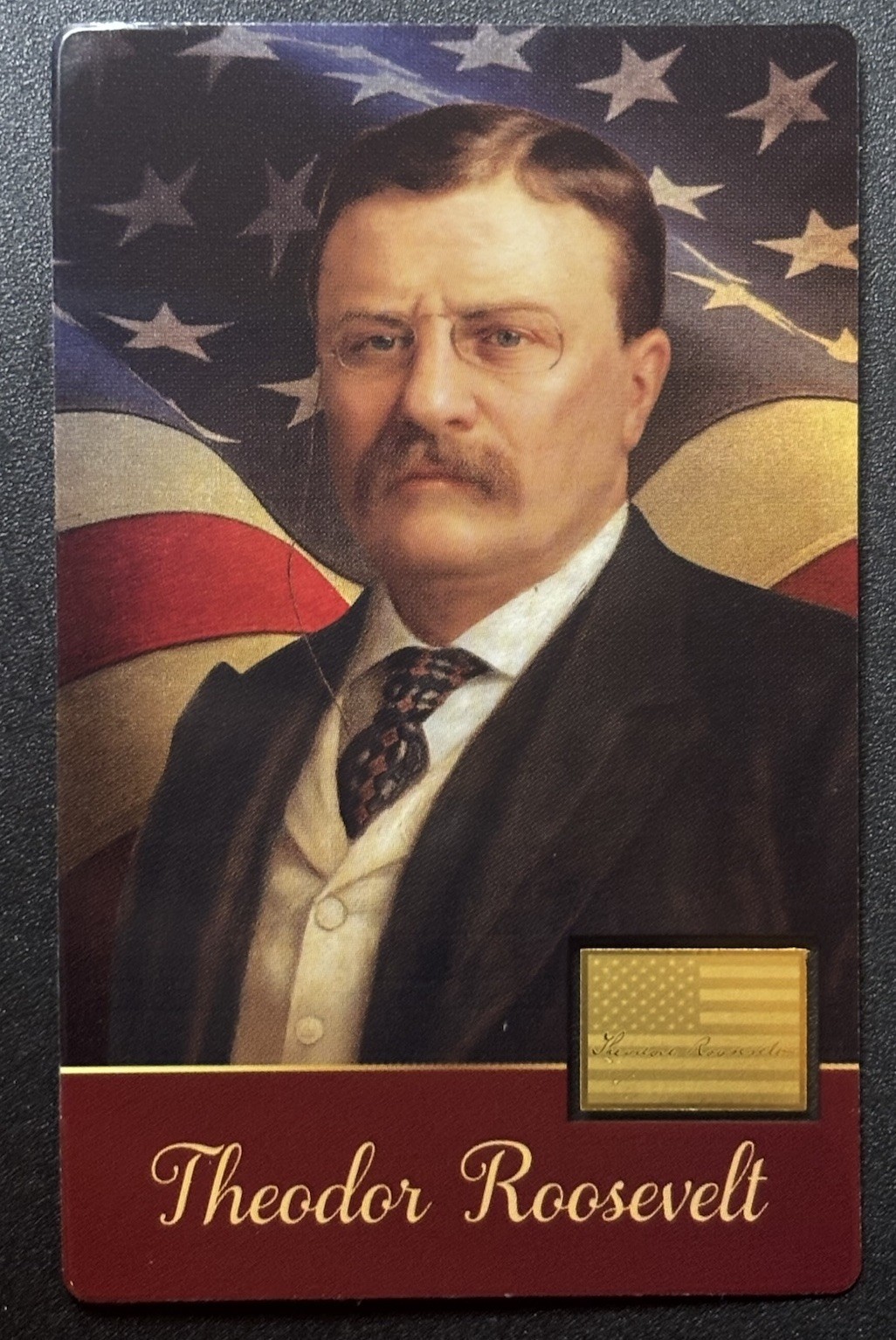 Theodor Roosevelt 1/1000 Oz Gold Coin $12 Liberia in Card 50,000 Mintage