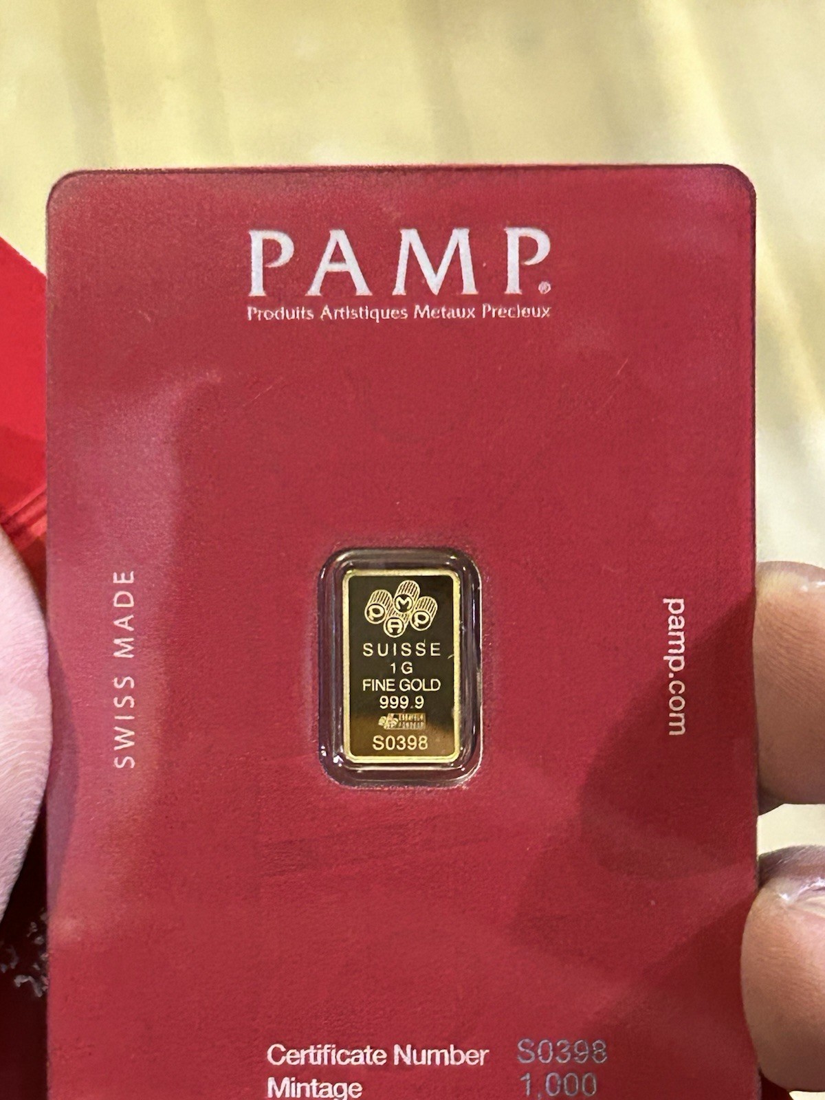 SUPREME PAMP Suisse 1g Gold Bar .999