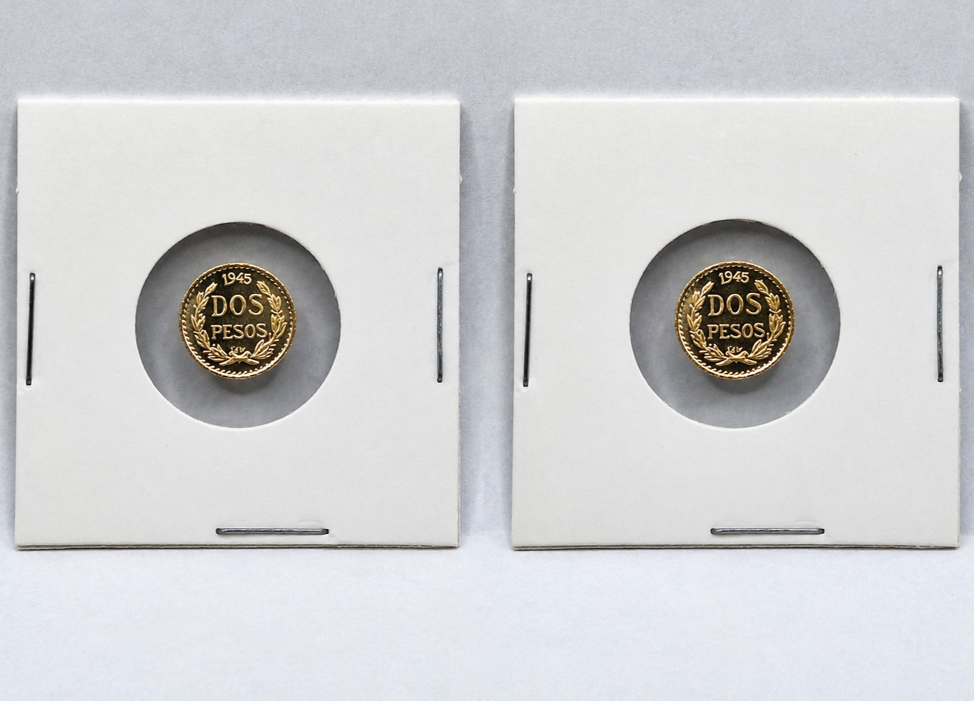 LOT OF 2 ✨ 14K 2 Pesos Gold Coin 🇲🇽💰 Privately Minted *IN Protective Holder*