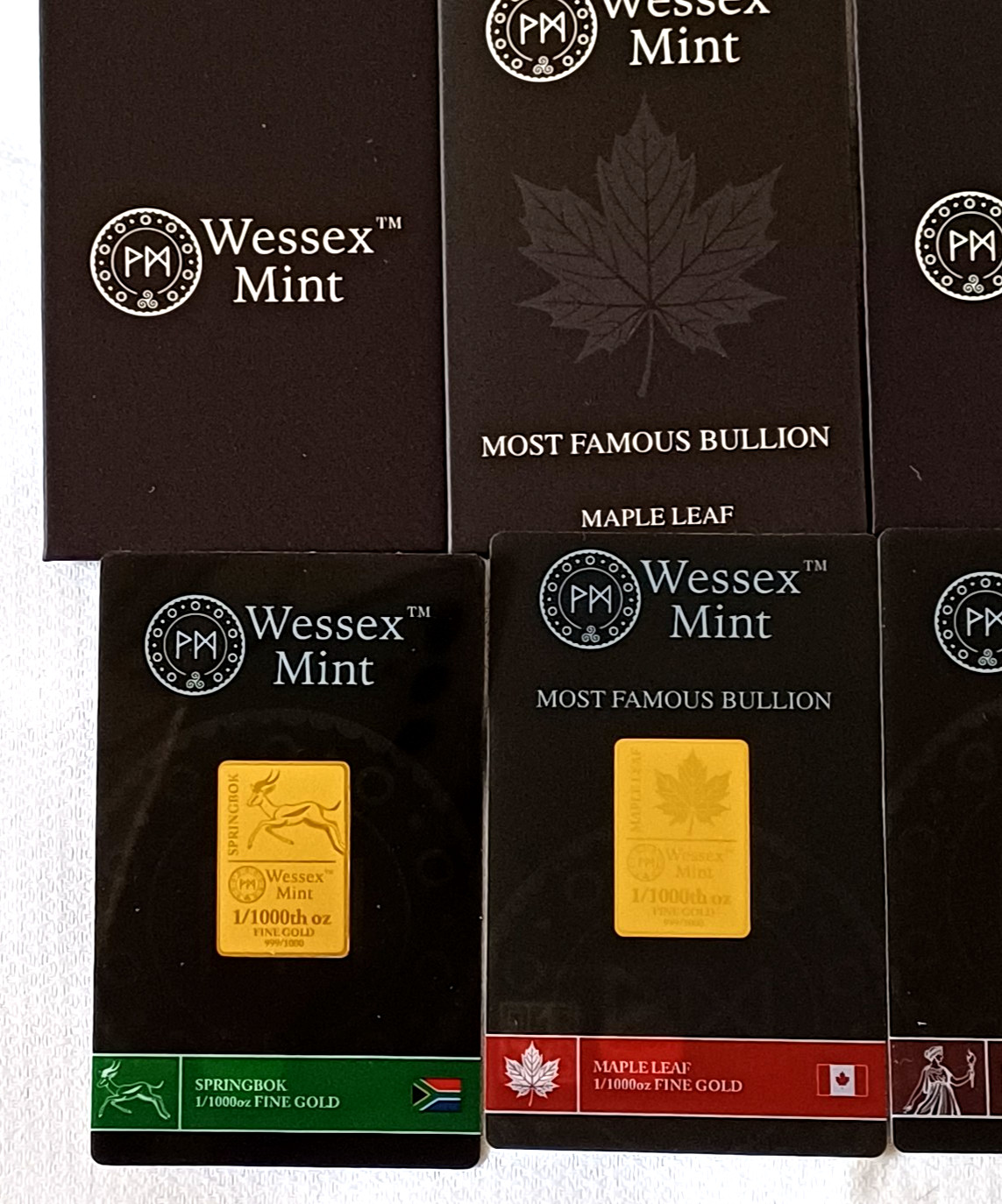 New Wessex Mint 1/1000th oz x 4 Fine Gold Bars Bundle 999.9 24ct RRP 39.99 each