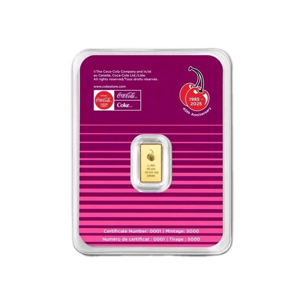 PAMP Gold Bar 1g Coca-Cola® 1 Gram 9999 Gold CHERRY COKE Blister 24K