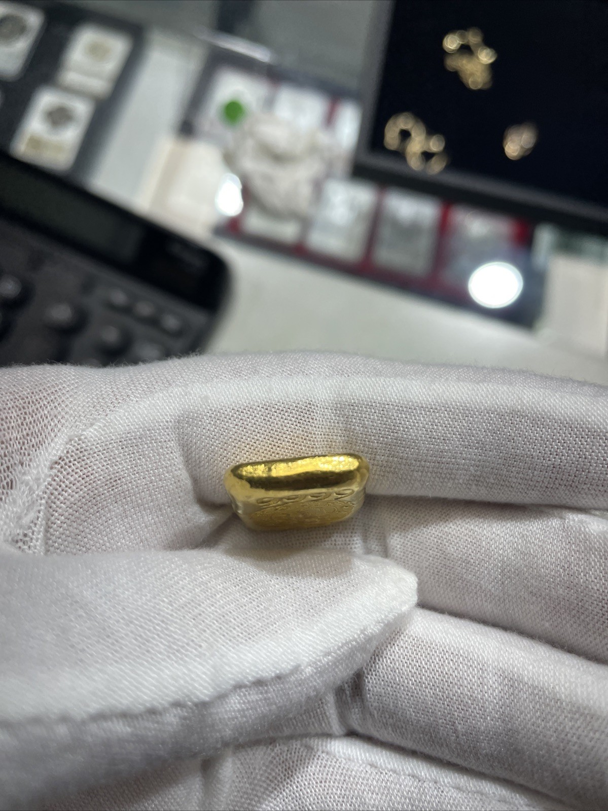 Rare Vintage King Fook 1 Tael Chinese Biscuit 24k Cast Gold Bar 1.2 Troy oz