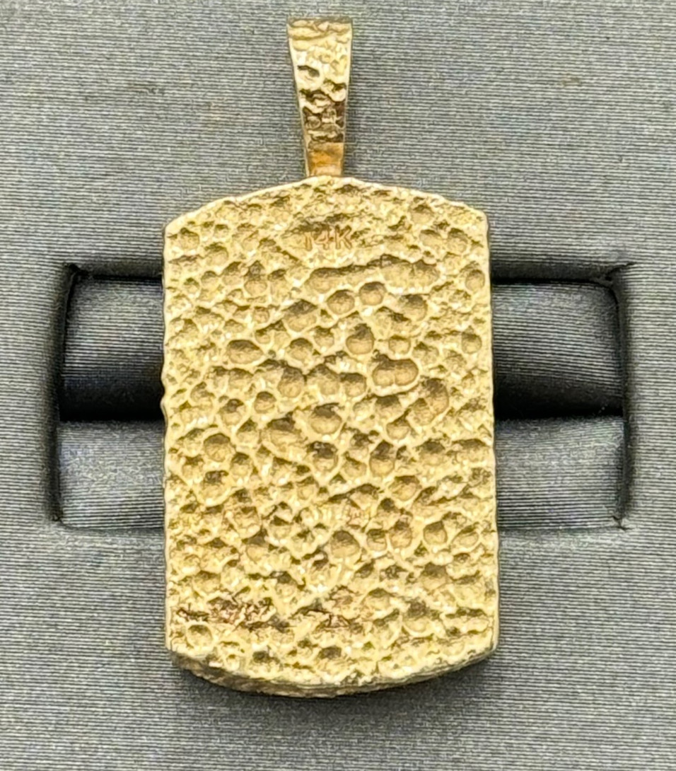 Vintage 14kt Gold 1/2ozt Gold Nugget Style 1in. x 5in. Bar Pendant with 5mm Bale