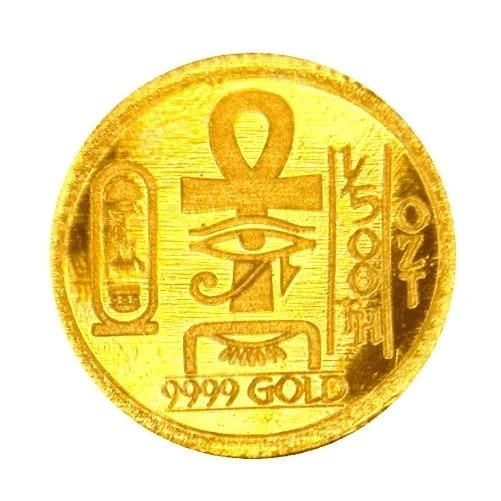 LOT 10 1 TUBE PURE GOLD COIN EGYPTIAN EYE OF RA .9999 ROUNDS IN CAPSULE BU