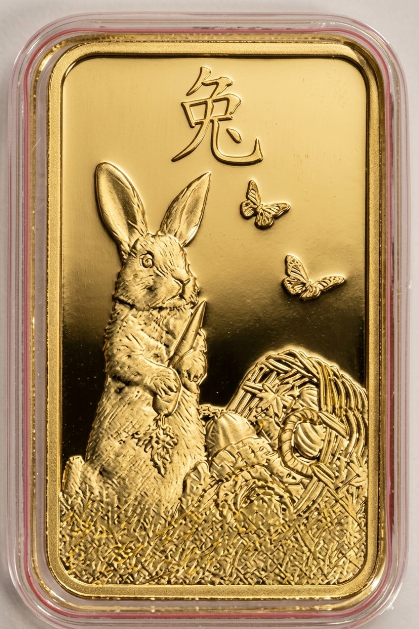PAMP Suisse 5g Gold Year of the Rabbit – The Lunar Calendar Series. New in Assay