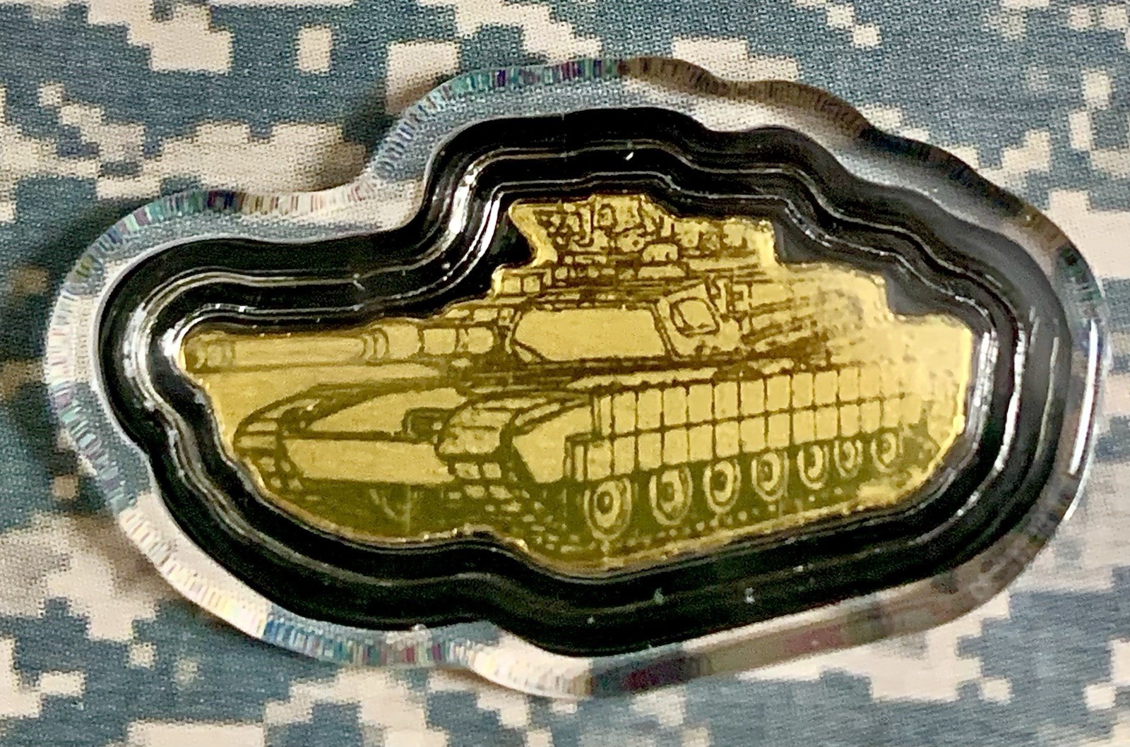 U.S. Army Tank Shaped 1/1000 oz Gold Coin in Card & Capsule