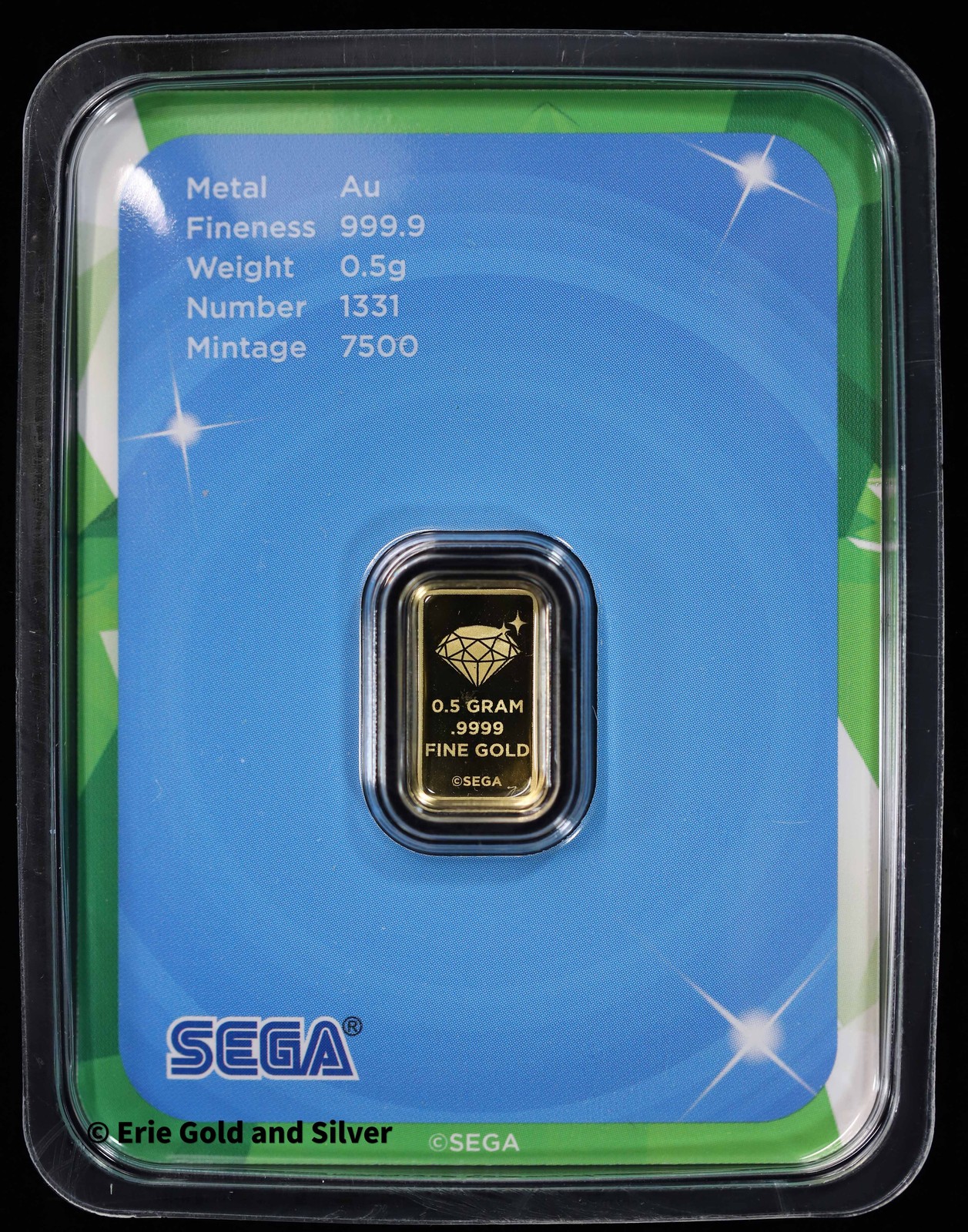 Sonic The Hedgehog .5 Gram Gold Bar in Assay Card | 35th Anniversary