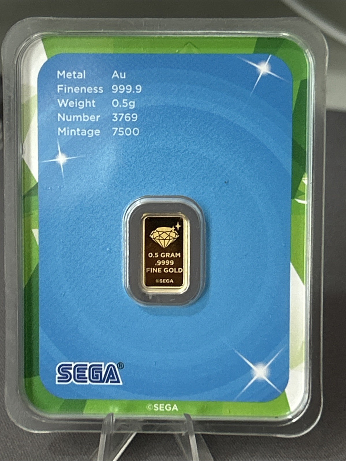 PAMP SEGA Sonic The Hedgehog 35th Anniversary Gold Bar 0.5G Fine Gold 999.9
