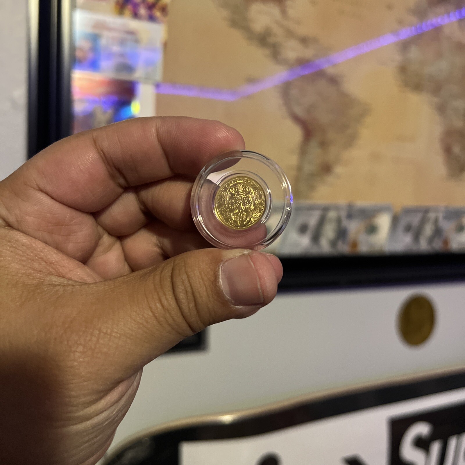 1/100th oz .9999 Fine GOLD Skull Dia De Los Muertos in Capsule FRACTIONAL GOLD
