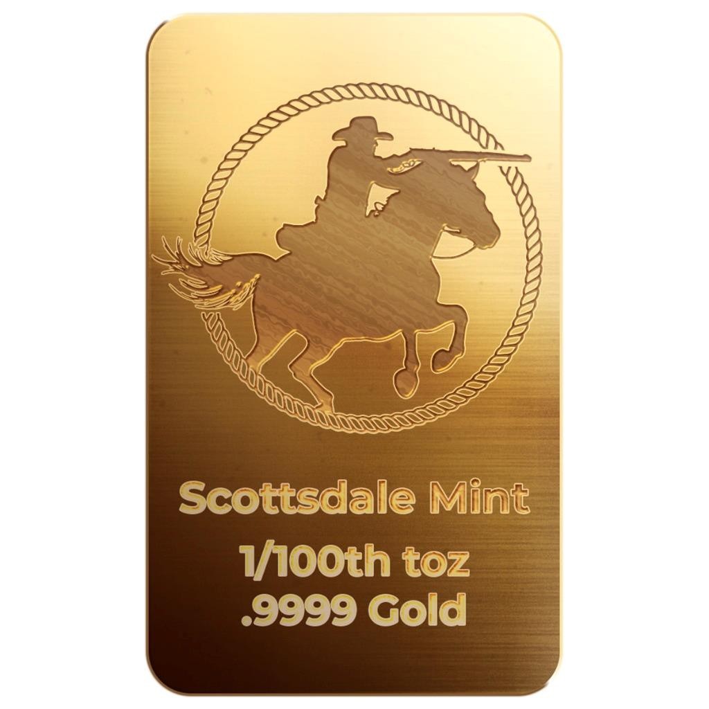 1/100 oz .9999 Gold Bar Cowboy Rifleman Gold Bullion Bar (in Certi-Lock®) #A755