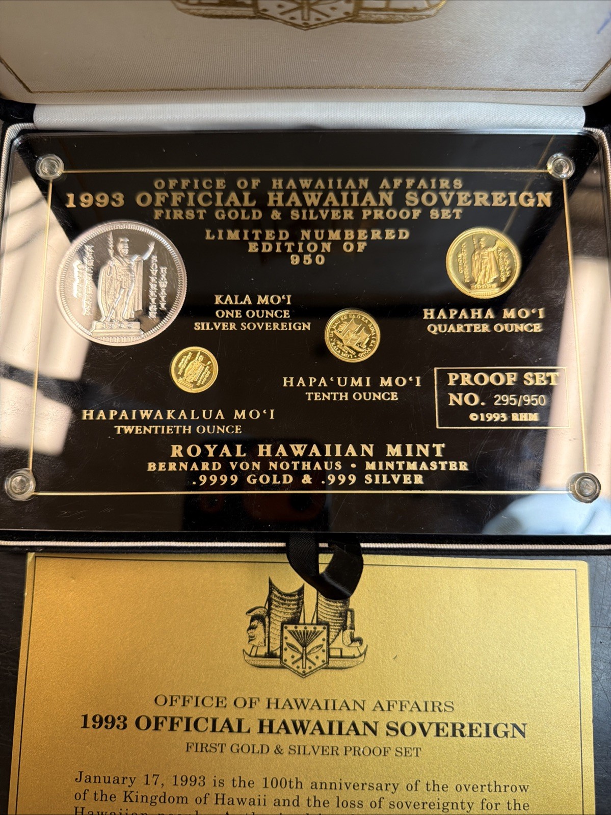 1993 4-Piece Royal Hawaiian Gold & Silver Proof Set
