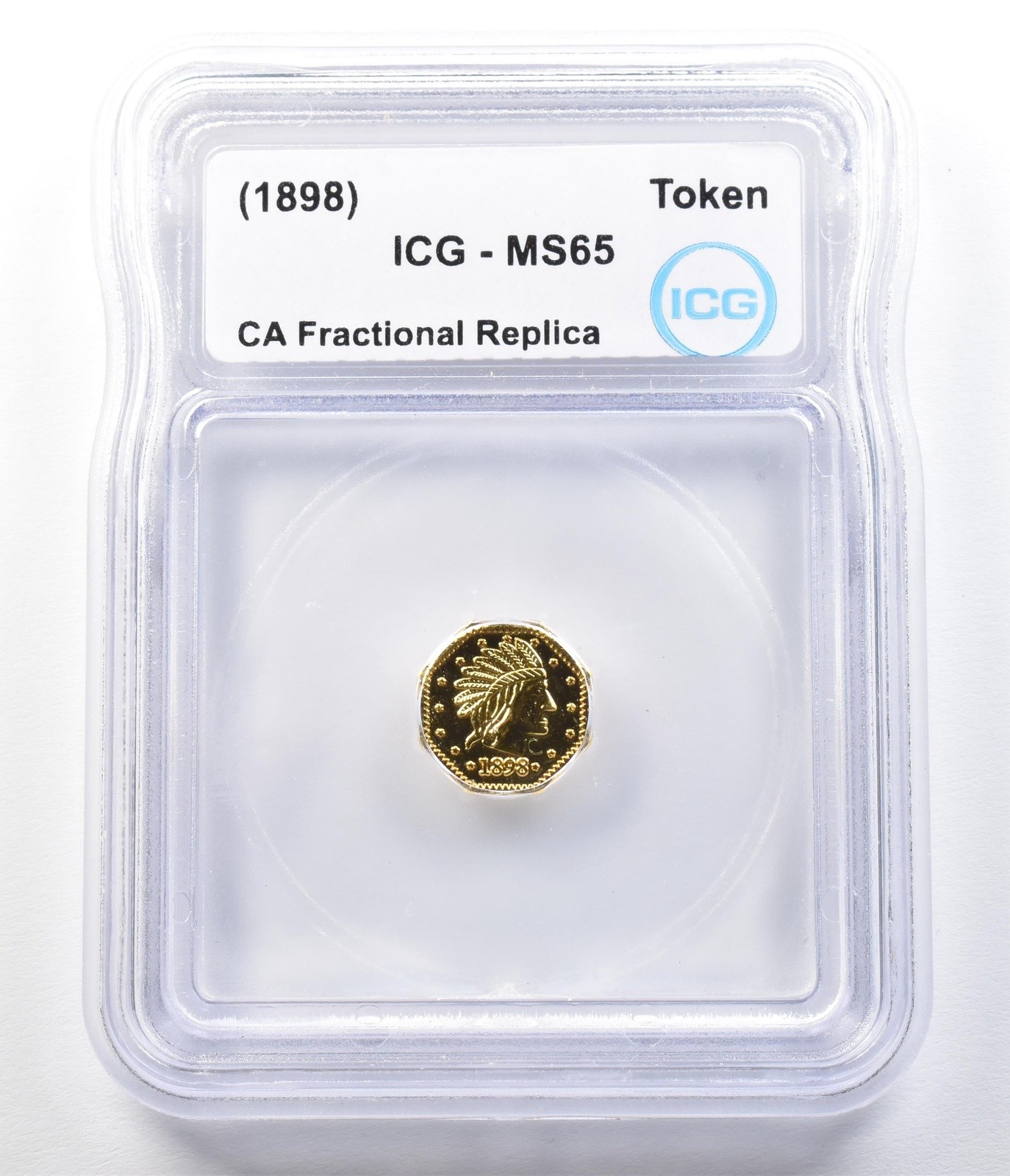 (1898) California Fractional Gold Token 1 Dollar Indian Head MS65 ICG *3518