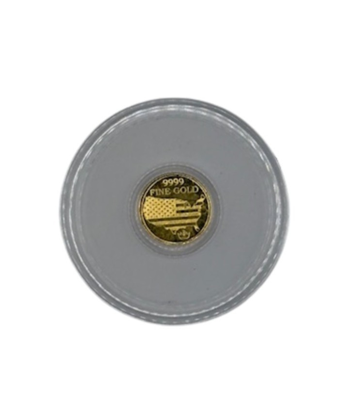 1/100 oz .9999 Fine Gold Round American Eagle & Flag in Clear Capsule – Monarch