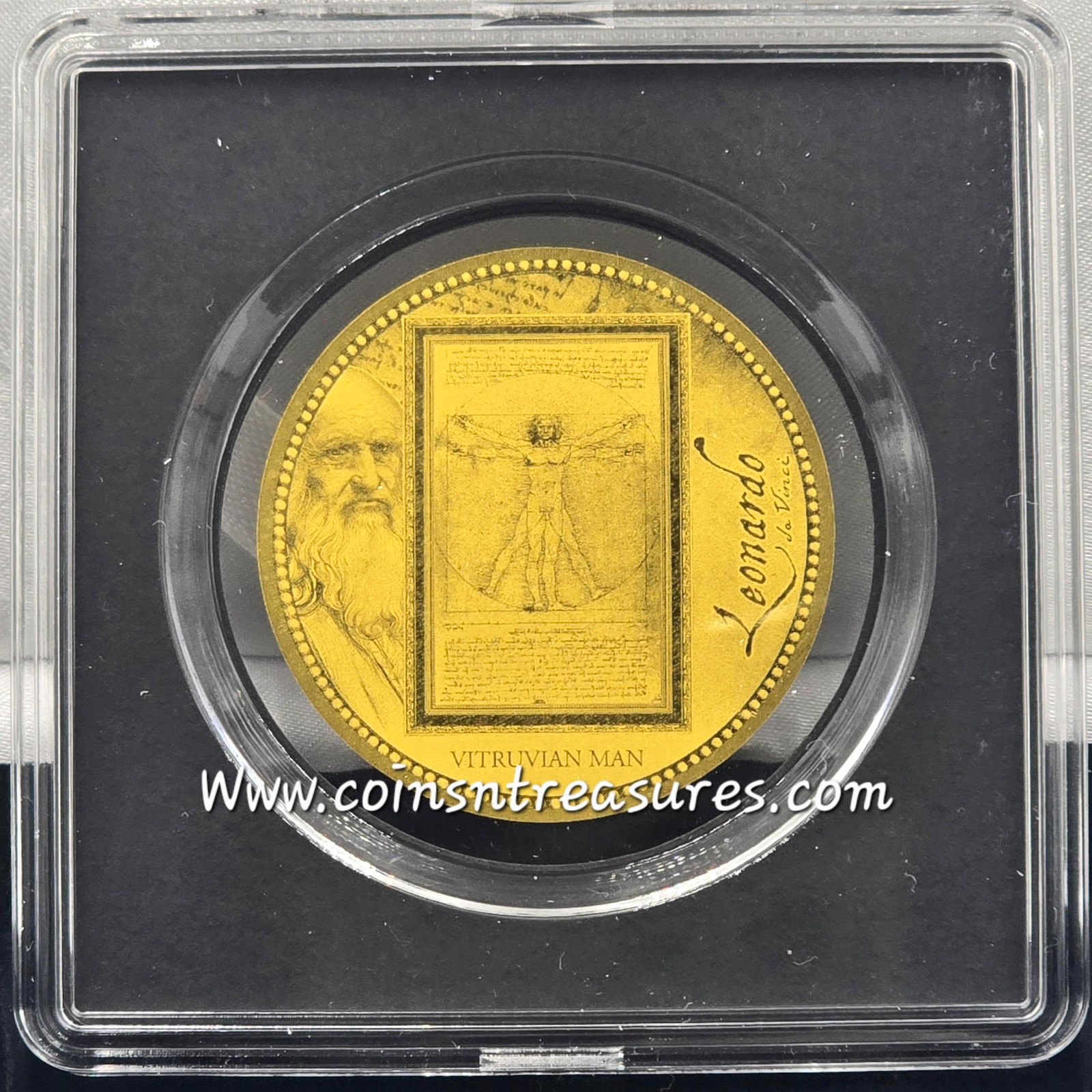 Da Vinci Vitruvian man 1/200 Oz Gold 999 coin