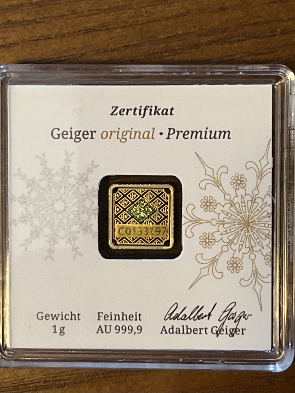 Geiger Edelmetalle 1 Gram 9999 Fine Gold Bar In Assay- Merry Christmas