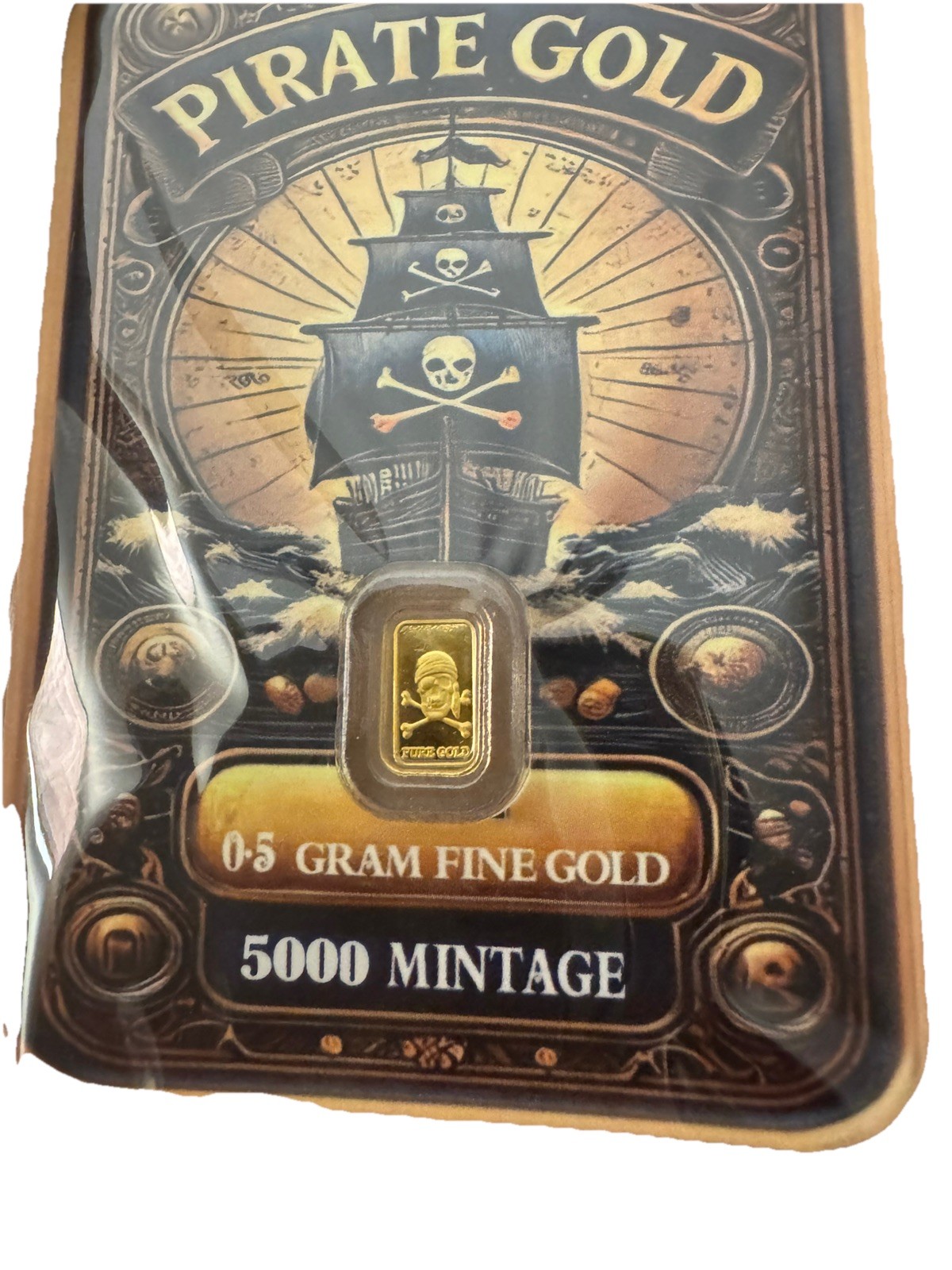 .5 GRAM Pirate Gold Bar 999 Fine. Limited Mintage of 5,000 (PROOF BAR)