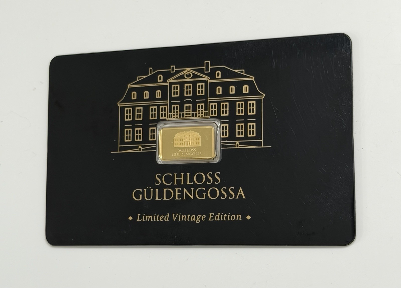 Geiger Schloss Guldengossa Vintage Edition 1/2 Gram (.5 Gram) 9999 Gold Bar Card