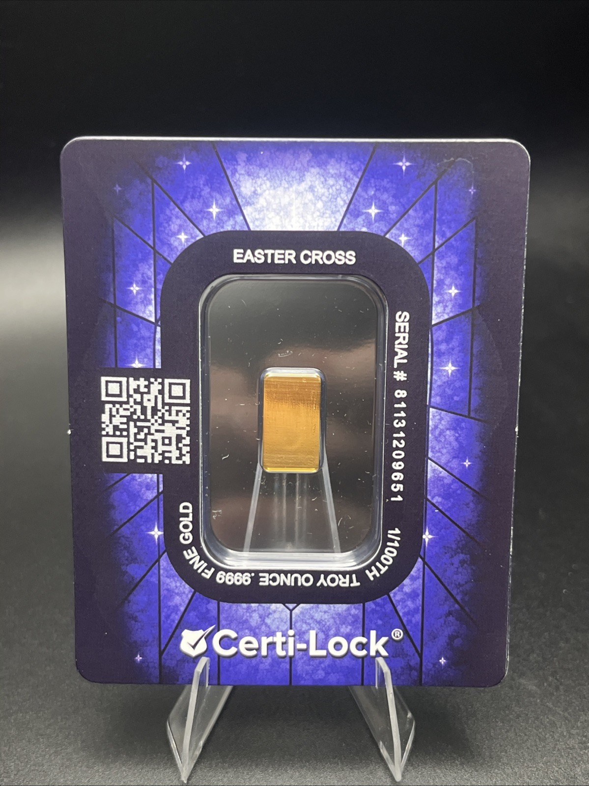 Scottsdale Mint Easter Cross (Certi-Lock®) 1/100 oz .9999 Gold Bullion Bar