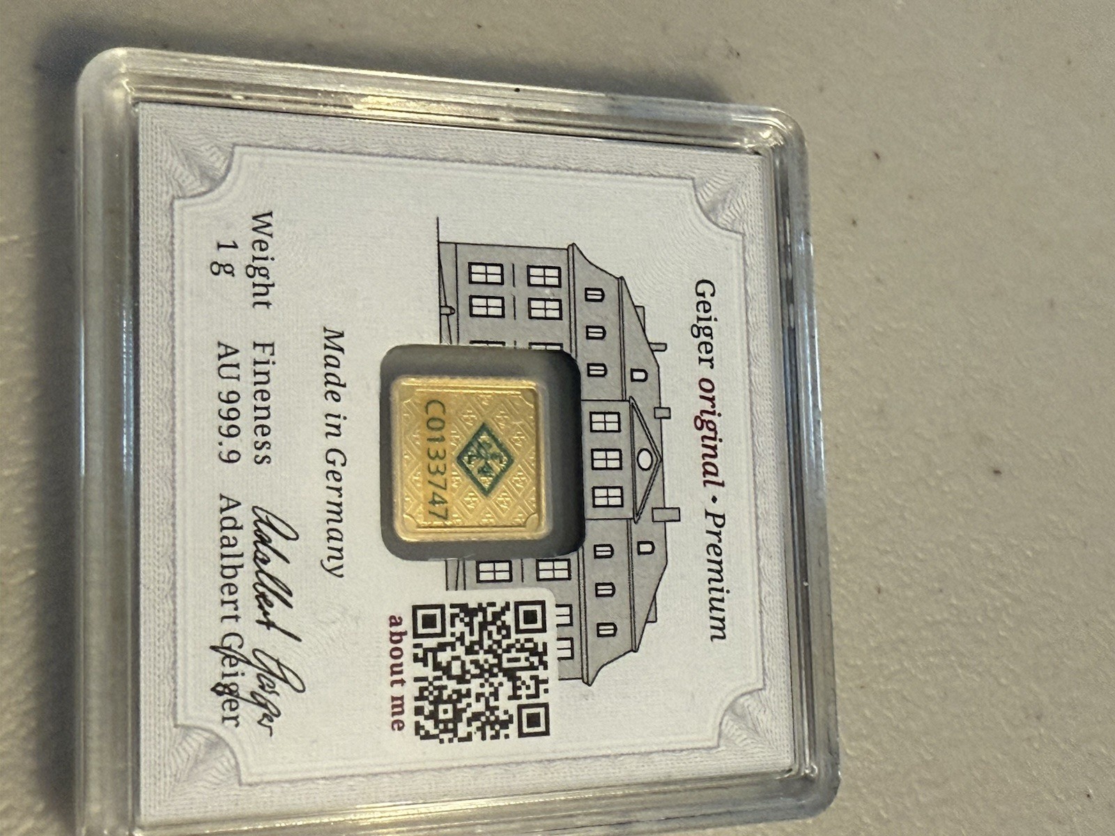 Geiger 1 gram .9999 Gold Bar 2025 MERRY CHRISTMAS & HAPPY NEW YEAR Sealed Assay