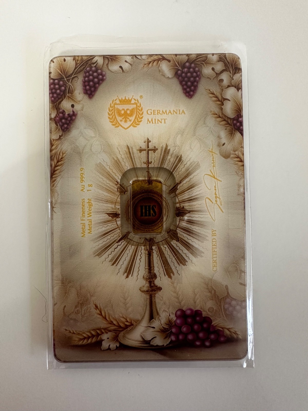 Germania Mint Holy Communion 1g Gold Bar .999 Fine Gold Bullion
